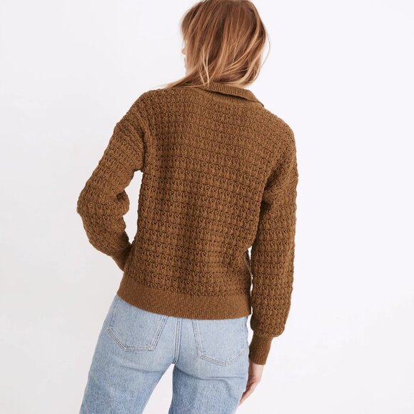 NEW MADEWELL Sunbury Open-Stitch Polo Sweater size M - Picture 3 of 13